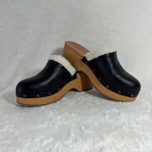 OLD NAVY Faux-Leather Sherpa-Lined Clogs Color: Blackjack Mules SZ 7